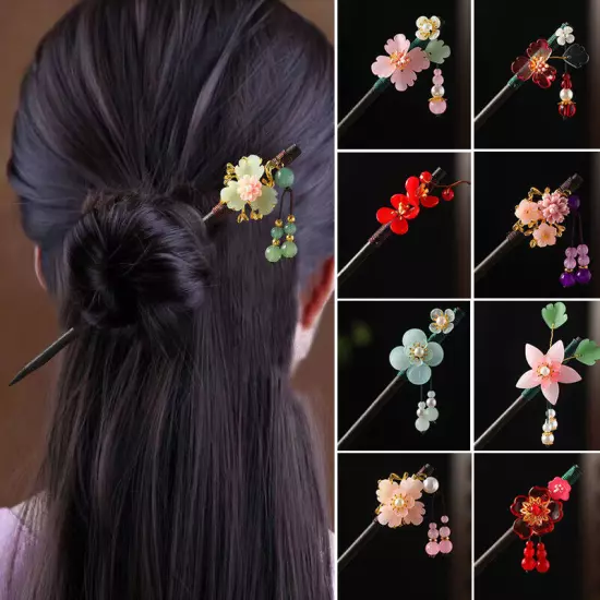 Womens Flower Wooden Chopsticks Hair Hairpin Hair Stick Chinese Style Retro❥