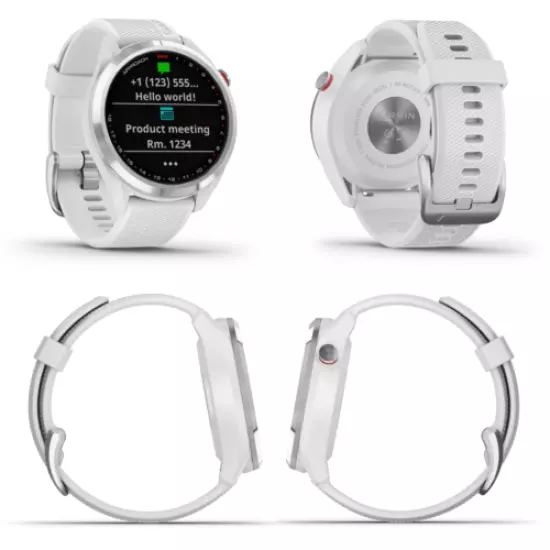 Garmin Approach S42 Premium Polished Silver GPS Golf Watch and Power Pack Bundle