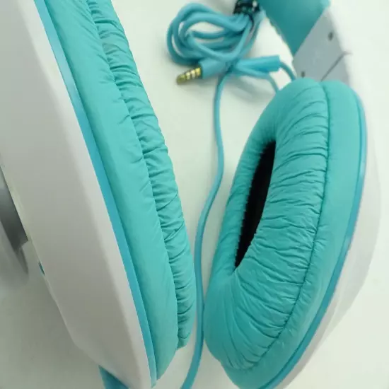 Gaming Headphones Headset w/ Microphone 3.5mm Wired Kids ( White / Teal ) TF