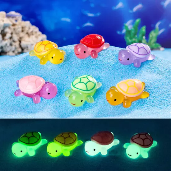 Cartoon Resin Luminous Turtle Ornament Cartoon Aquarium Fish Tank Miniature D Sn