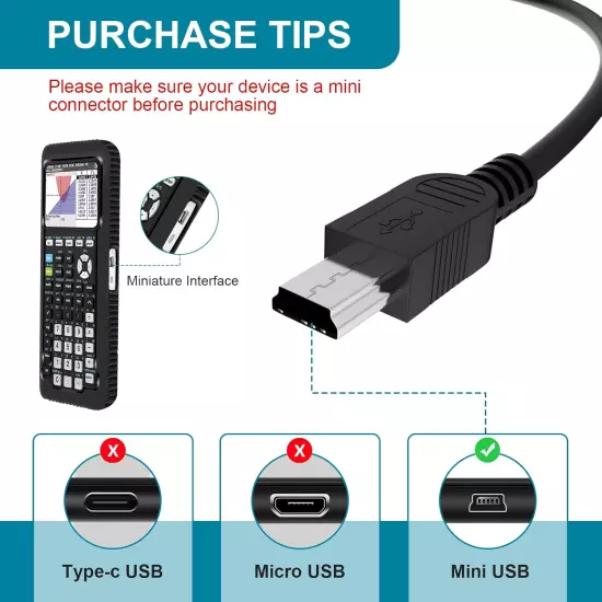 USB PC Charger Charging Cable Cord for TI-84 plus CE Graphing Calcula