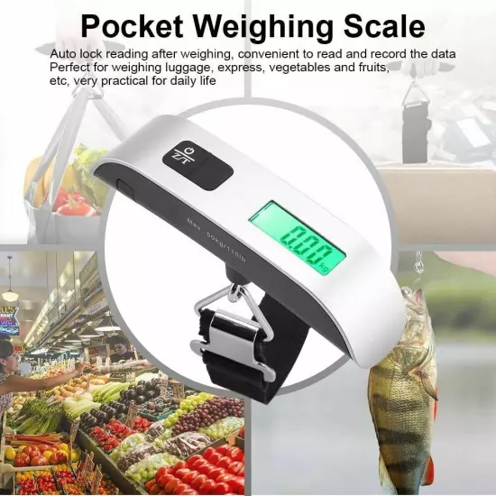 50kg/10g Portable Travel LCD Digital Hanging Luggage Scale Electronic Weight US