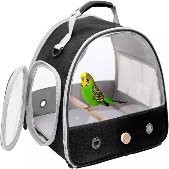 Small Bird Parrot Travel Carrier Bag Standing Perch Tray Breathable Portable