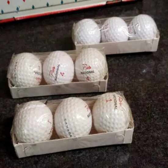 Rare One(1) 1970s Unopened Sleeve of 3 Par National Canada Golf Balls Never Used