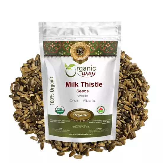 Organic Way Whole Milk Thistle Seeds - Organic, Kosher & USDA Certified