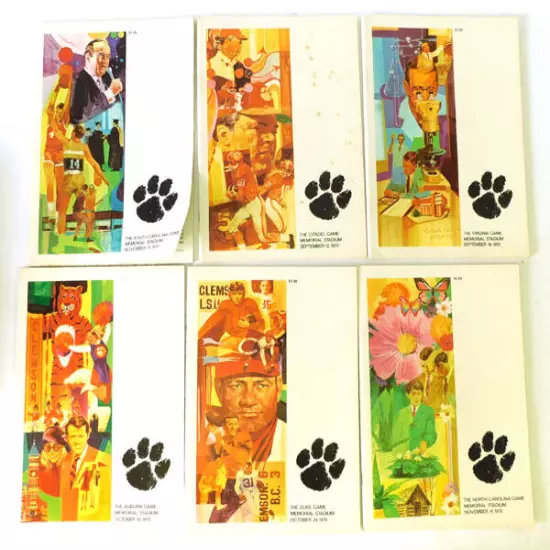 Lot of (6) Different 1970 Clemson University College Football Programs