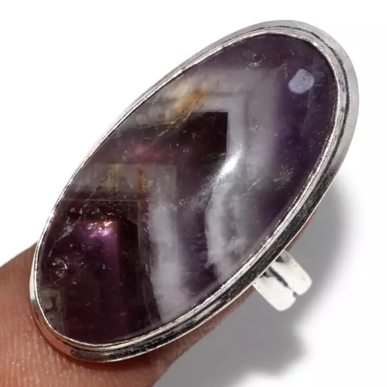 925 Silver Plated Banded Amethyst Ethnic Ring Handmade Jewelry Size Us 10.5 MJ