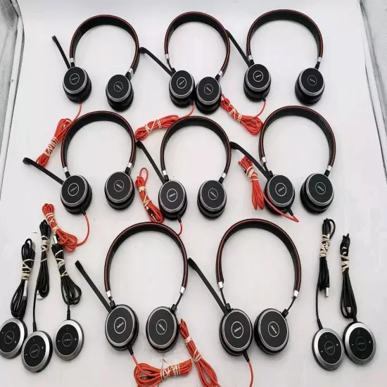 Lot of (8) Jabra Evolve Headset HSC017 With (5) ENC010 Adapter