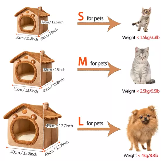 Foldable Pet House Removable Washable Cat House Puppy Cave Sofa Pet Bed House