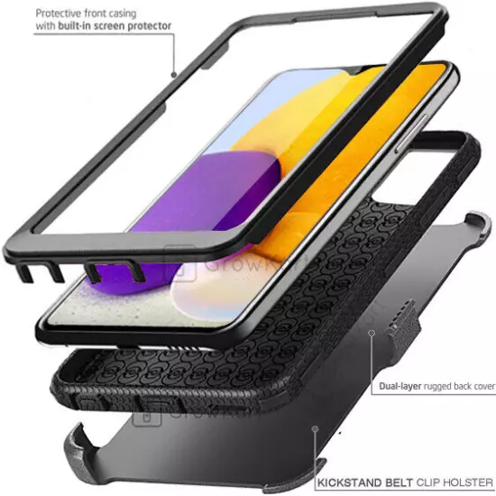 ARMOR TANK RUGGED Phone Case Cover Clip Stand Holster +BUILT IN SCREEN PROTECTOR