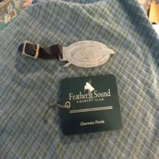 Vintage FEATHER SOUND COUNTRY CLUB Member& Guest BAG TAG Lot Of 2 VG ! 