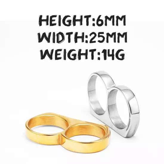 Connect Two Fingers Men Rings Stainless Steel Women Jewelry Punk New in Rock