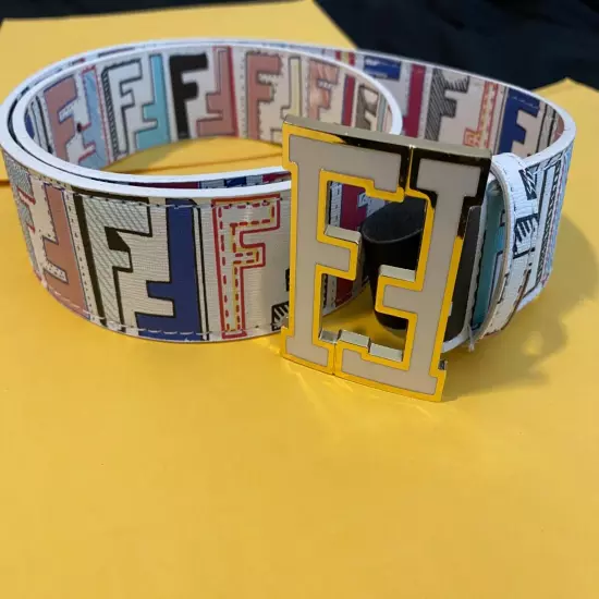  Fendi Belt Zucca White Multi Color Men 36-40