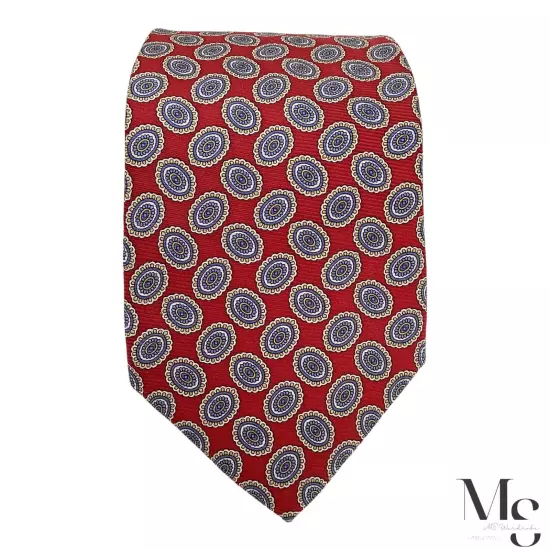 BROOKS BROTHERS MAKERS XL Red Medallion Silk Tie Made In USA W: 4" EX COND