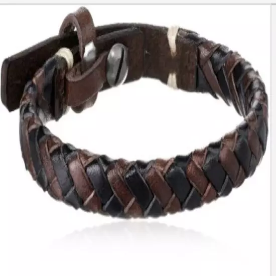 Fossil Men's Braided Bracelet Brown and Black - Black/Brown/Silver