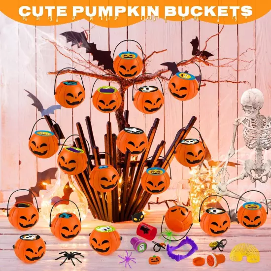 168 PCS Halloween Toys, 24 Pack Prefilled Pumpkin Box, Halloween Party Favors...