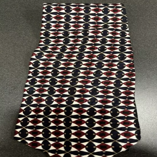 Hand Made XMI 325 Series Tie Red Grey & Black Geometric Excellent Condition