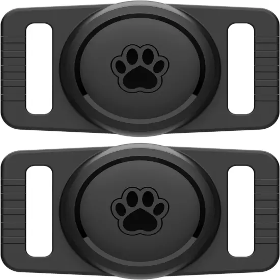 Airtag Dog Collar Holder 2 Pack,Waterproof Cat Collar Holder for Apple Airtag, S