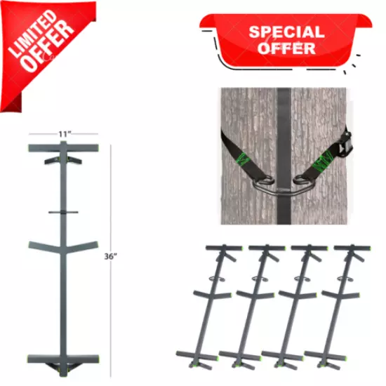 Hunting Tree Climbing Sticks Steel Ladder Foot Step Stand System 4-Pack New