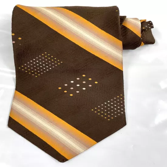 Vintage Scoop 1970's Brown Orange Striped Wide Necktie Tie Men's 4.2" x 56"