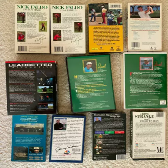 Golf Instructional Videos by Leadbetter/Faldo/etc-Lot of 5 DVDs AND 10 VHS Tapes