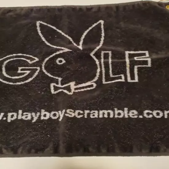 Playboy Scramble Golf Logo Towel With Hanging Ring Black