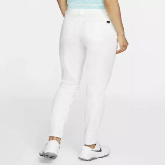 Nike Slim Fit Golf Pants Mid Rise Dri-Fit Zip Fly White Womens 10 BV6081-100 NWT