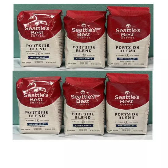 Seattle's Best Ground Coffee PORTSIDE BLEND Medium Roast 6packs 12oz each Jun/25