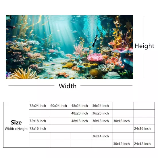 YongFoto Fish Tank Background 48x18 inch Aquarium Background Coral Seaweed Re...