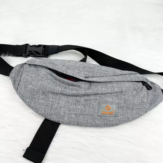 Tinyat Mens Gray Travel Fanny Bag Waist Pack Sling Pocket Lightweight Belt Bag