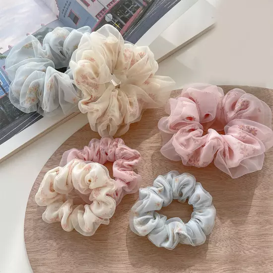 10Pcs Women Hair Scrunchies 2-Layer Organza Elastic Hair Bands Scrunchy Rope Tie