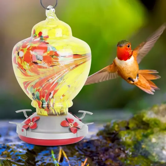 Garden Colorful Painting Bird Feeder Water Feeding Tool Equipments HD