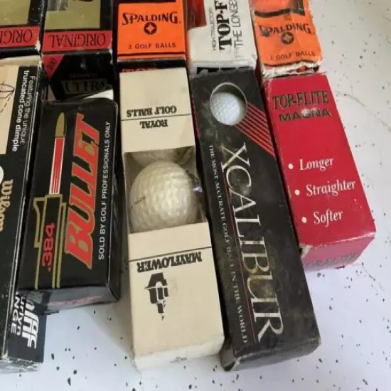 Vtg NOS Golf Ball Lot New Unused Sleeves Top Flite Wilson Spalding & More