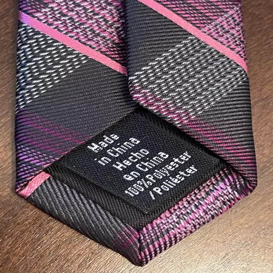 Apt. 9 Pink Black 100% Polyester Men’s Neck Tie Made In China