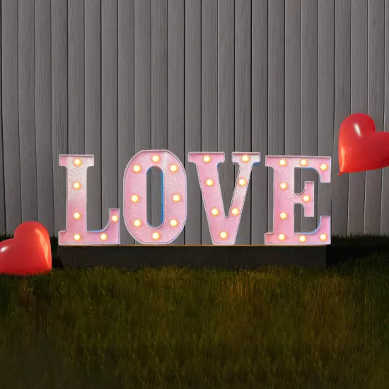 Led Light Up Letter,Pink Marquee LED Letter Lights 26 Alphabet,Lighted Letters A