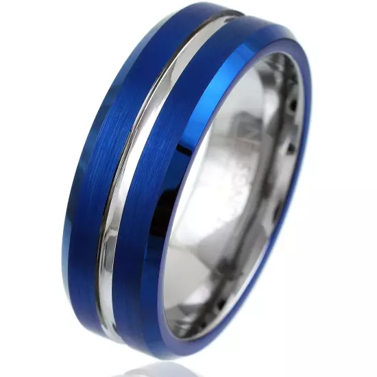 6/8mm Tungsten Carbide Defend the Line Wedding Band Ring 8-Plated Colors