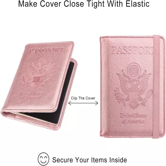 Passport Holder for Travel, RFID Passport Cover Wallet for Women Men, PU Leather