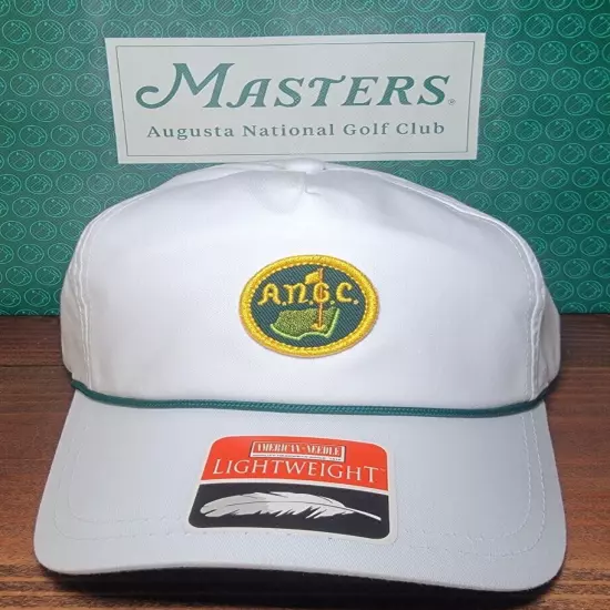 Augusta National Golf Club Logo Member Shop Rope Hat, White with Vintage Logo