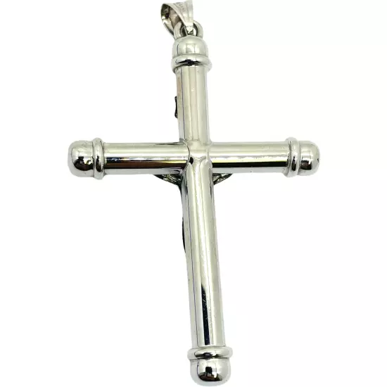 14k White Gold Large Hollow Crucifix Cross Pendant 8.46 grams LA0742