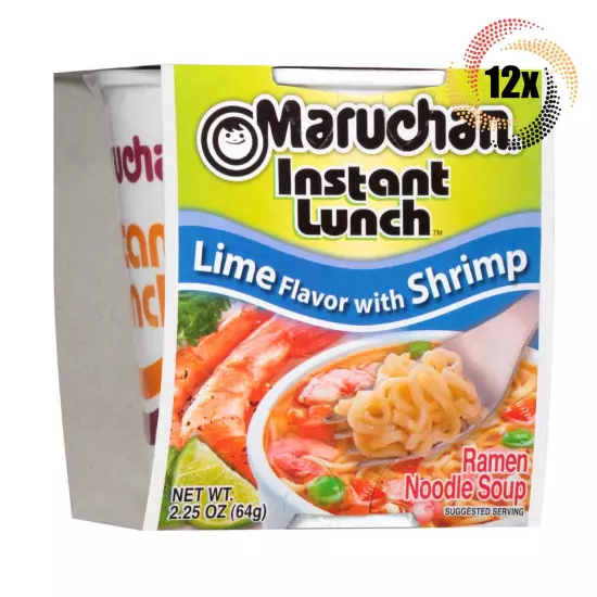 12x Cups Maruchan Instant Lunch Lime With Shrimp Flavor Ramen Noodles | 2.25oz