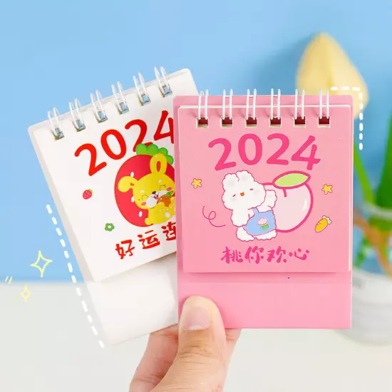 2024 Calendar Delicate Cute Refreshing Mini Desktop Notepad Coil Calendar BoJO