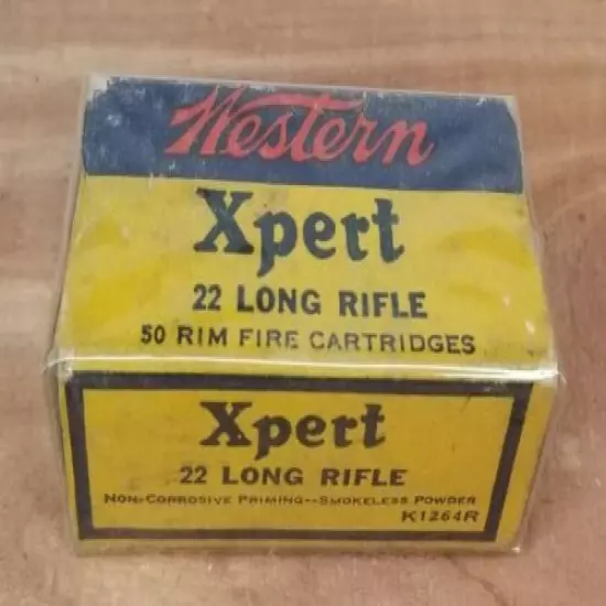 Vintage .22 AMMO BOX EMPTY WESTERN XPERT LONG RIFLE cartridge K1264R