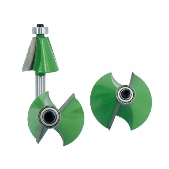 8mm Shank 15° 22.5° 30° Chamfer and Bevel Edging Router Bit GREEN 3PCS Set