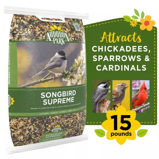 Songbird Supreme Wild Bird Food, Dry, 1 Count per Pack, 15 Lbs.