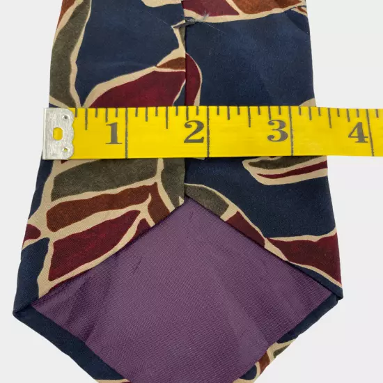 Bachrach Modern Art Floral Deco Blue Red Italian Silk Tie Men's 3.2" x 56"