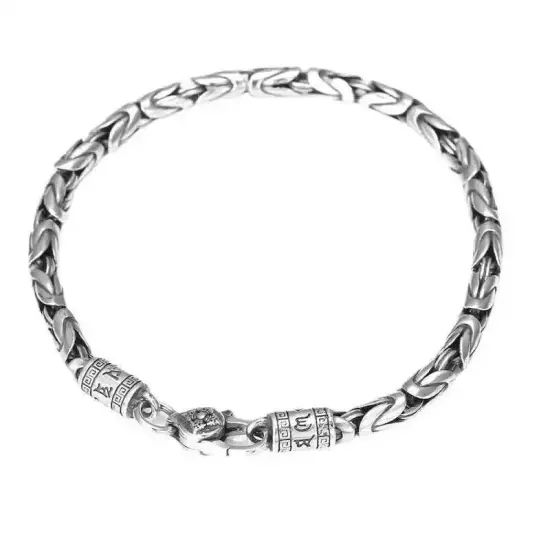 New Retro Silver 5mm Men's Safe Braided Bracelet Trendy Hip-hop Niche for Boyfr