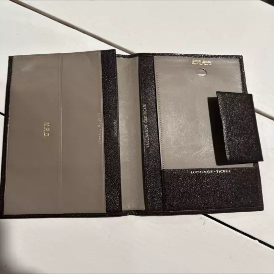 Neiman Marcus Leather Passport Cover Brown Snap Closure, Room For Currency &More