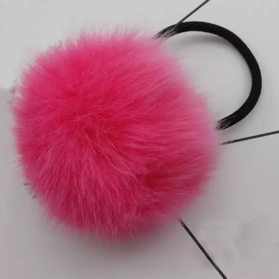 2/1PCS 6/5cm Fluffy Pompom Elastic Hair Ties Bobbles Fur Ball Ponytail Band