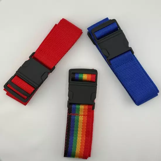 3 Travel Luggage Suitcase Heavy Duty Strap Baggage Backpack Bag Rainbow Belts