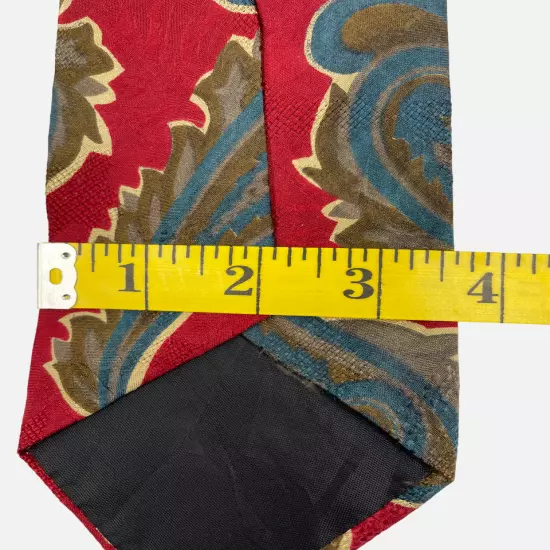 Aquascutum London Floral Paisley Red Handmade Silk Tie Men's 3.8" x 58"